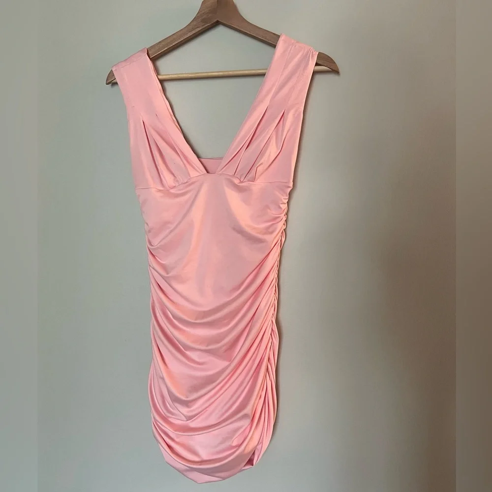 Pink Rouched Mini Dress - Picture 4 of 6